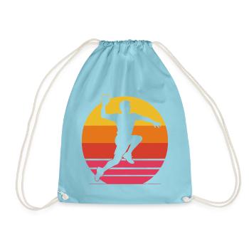 Handballer Sprungwurf – 70er 80er Retro Look - Turnbeutel - Aqua - Vorne