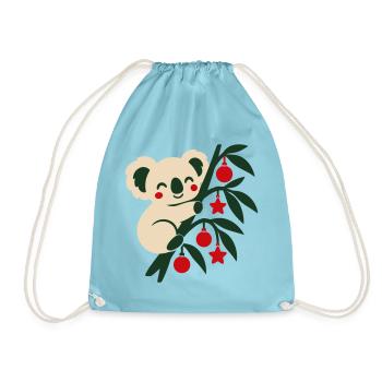 Koala Weihnachten Illustration - Turnbeutel - Aqua - Vorne