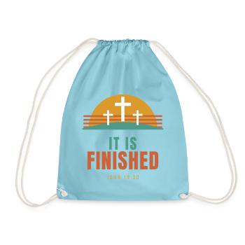 It Is Finished – John 19:30 Easter Christian - Turnbeutel - Aqua - Vorne