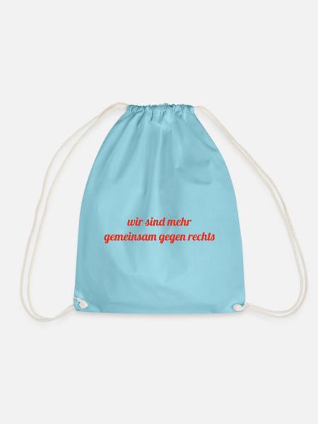 Wir sind mehr - gemeinsam gegen Rechts - Turnbeutel - Aqua