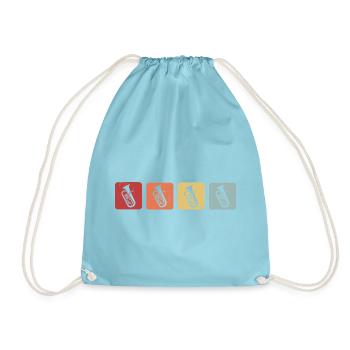 Baritone Horn Retro Brass Band Brass Instrument - Drawstring Bag - aqua - Front