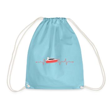 Heartbeat Boat Motorboat - Drawstring Bag - aqua - Front