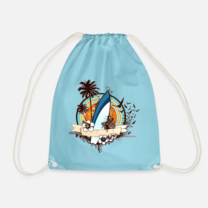 Surfboard design 01 - Drawstring Bag - aqua