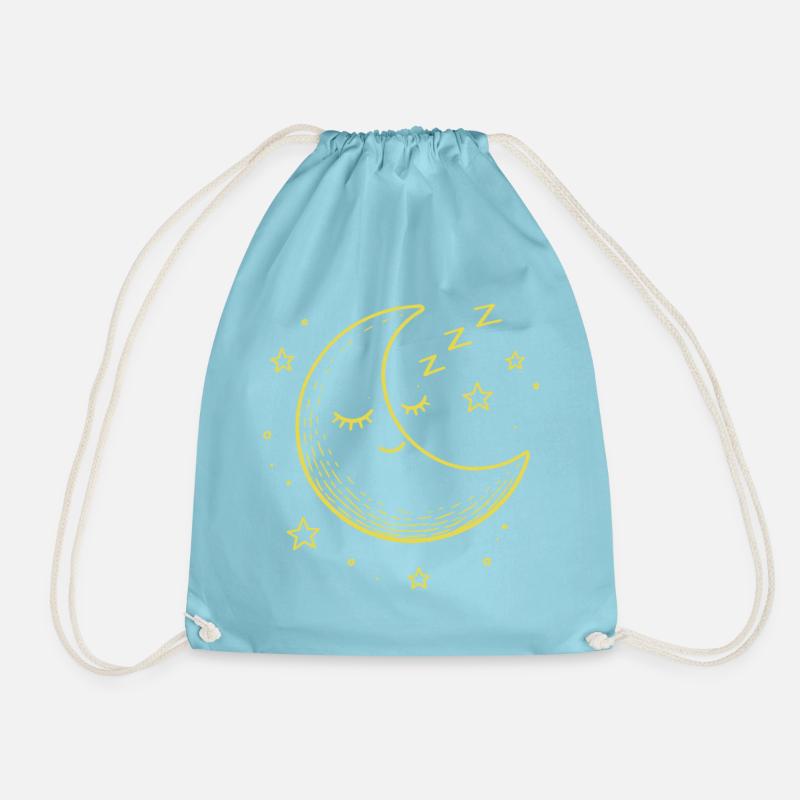 dreamland moon - sleeping moon - Drawstring Bag - aqua