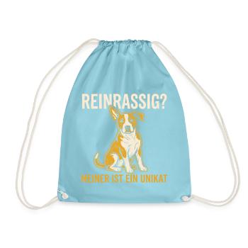 Reinrassig? Meiner ist ein Unikat - Mischling - Turnbeutel - Aqua - Vorne