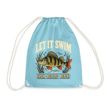 Barschangeln Catch and Release Shirt - Turnbeutel - Aqua - Vorne