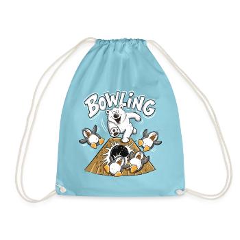 Bowling Eisbär Pinguine Tierhumor Cartoon Kegeln - Turnbeutel - Aqua - Vorne