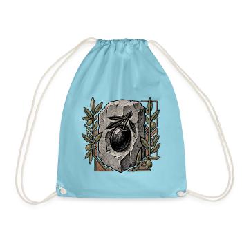 Olive aus Stein gemeisselt - Turnbeutel - Aqua - Vorne