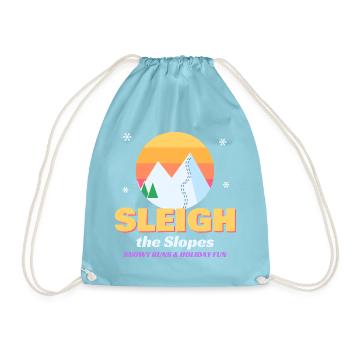 Sleigh the Slopes Retro Weihnachtsskifahrer - Turnbeutel - Aqua - Vorne