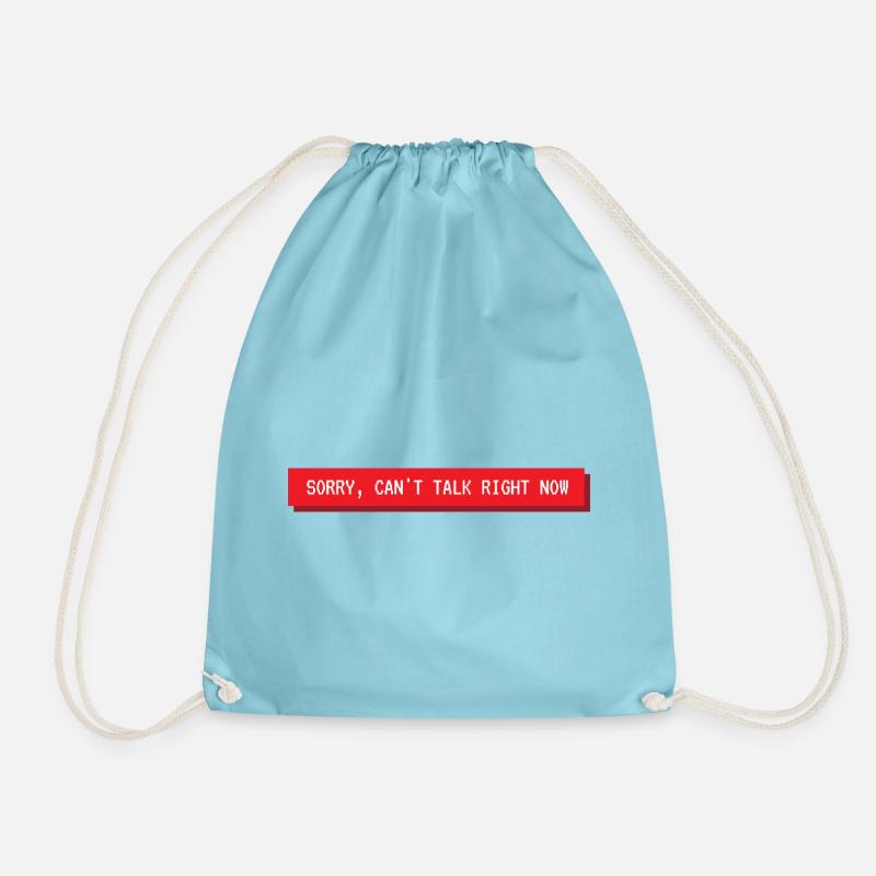 Sorry can't talk right now phrase music - Drawstring Bag - aqua