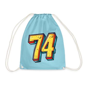 74 Zahl Bunt - Turnbeutel - Aqua - Vorne