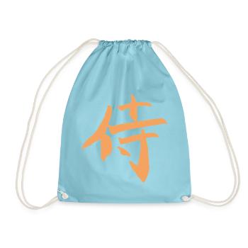Samurai / Krieger (Japanisches Schriftzeichen) - Turnbeutel - Aqua - Vorne