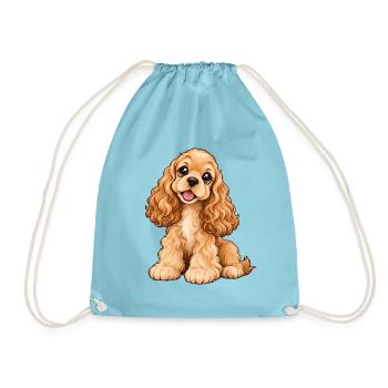 American Cocker Spaniel Kawaii Style – Süßer Hund - Turnbeutel - Aqua - Vorne