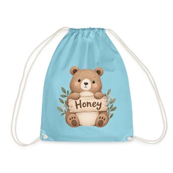 Niedlicher Bär mit Honey-Schild - Turnbeutel - Aqua - Vorne