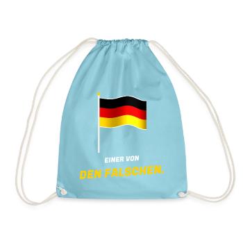 Einer von den Falschen - Fahne Schwarz Rot Gold - Turnbeutel - Aqua - Vorne