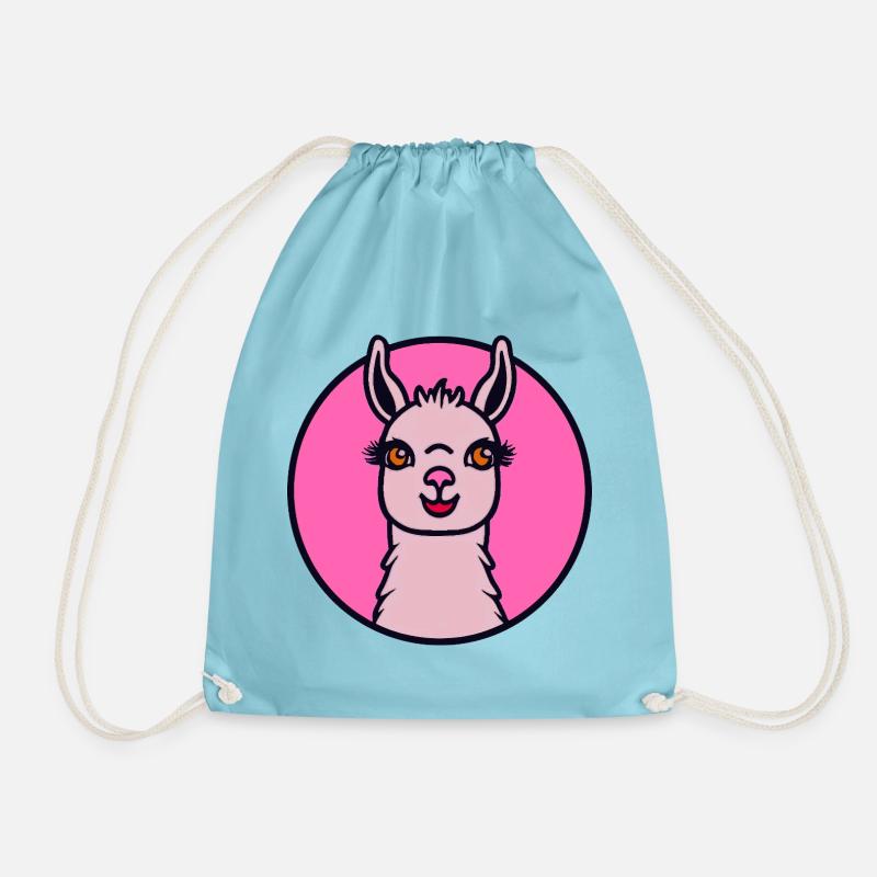 Pink Lama - Drawstring Bag - aqua