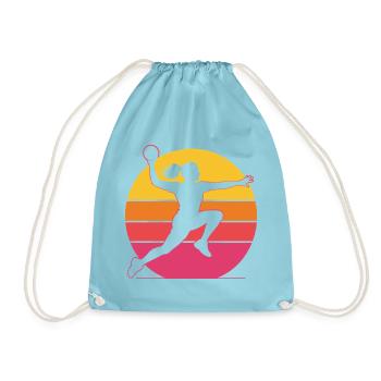 Retro Handballerin – Vintage Sonnenuntergang - Turnbeutel - Aqua - Vorne