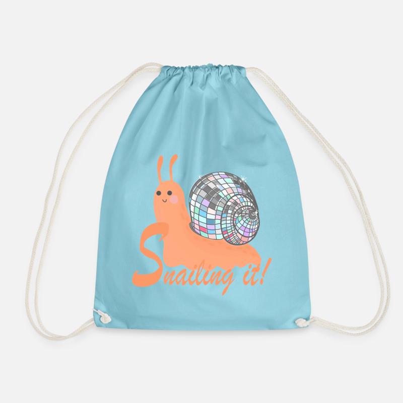 Snailing It! – Bunte Schnecke mit Disco-Kugel - Turnbeutel - Aqua