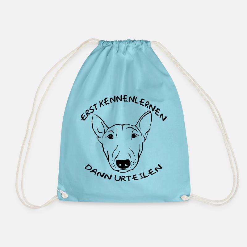 First get to know - Then judging - Drawstring Bag - aqua