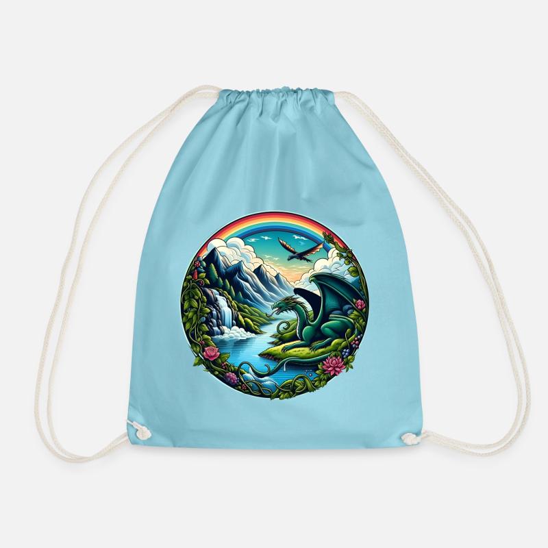Dragonland - Drawstring Bag - aqua