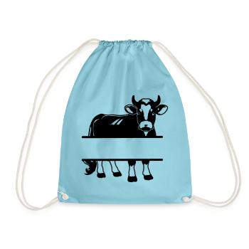 Cow Silhouette with Text Space – Farm Shirt - Drawstring Bag - aqua - Front