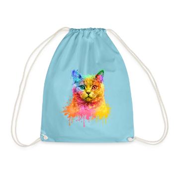 Britisch Kurzhaar Regenbogen Aquarell Illustration - Turnbeutel - Aqua - Vorne