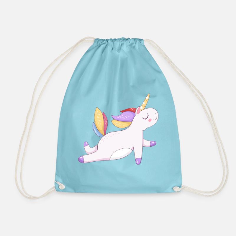 Buntes Einhorn sitzend, Pastellmuster - Turnbeutel - Aqua