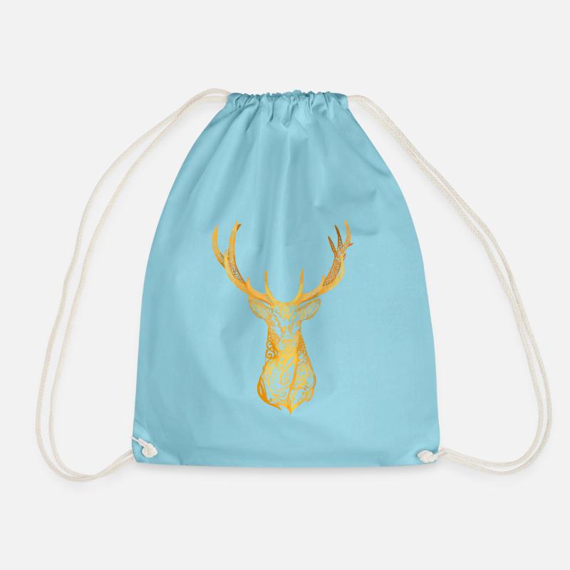 Deer head - Drawstring Bag - aqua