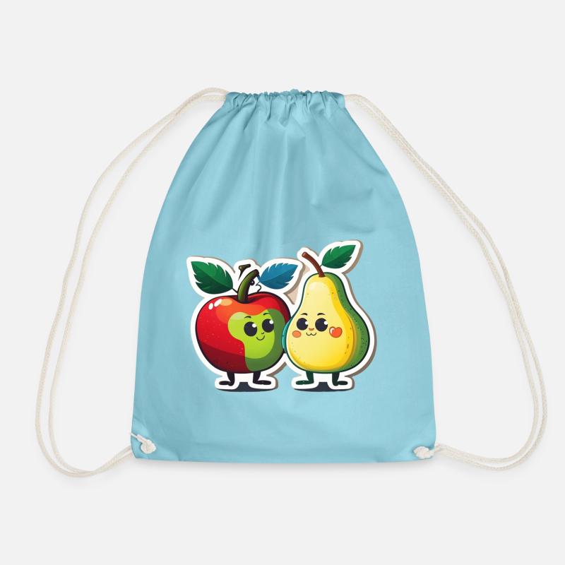 Apple and pear - Drawstring Bag - aqua