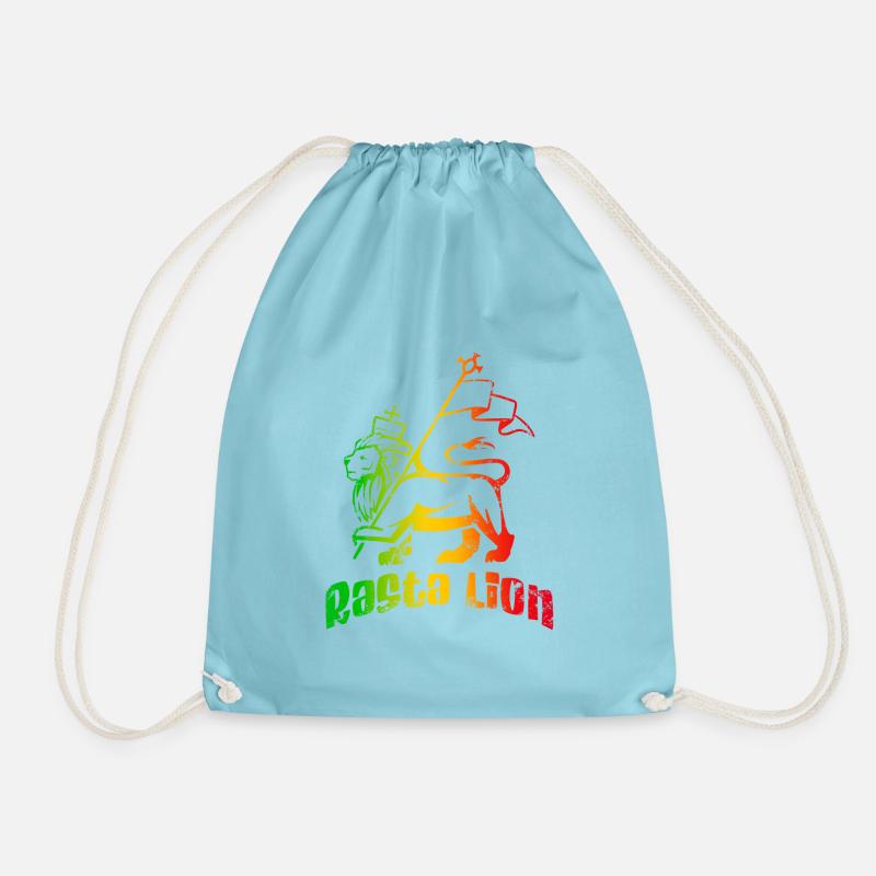 Rasta Lion - Drawstring Bag - aqua