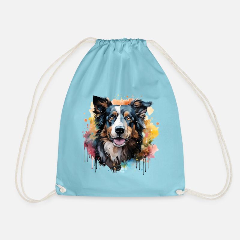 Dog - Drawstring Bag - aqua