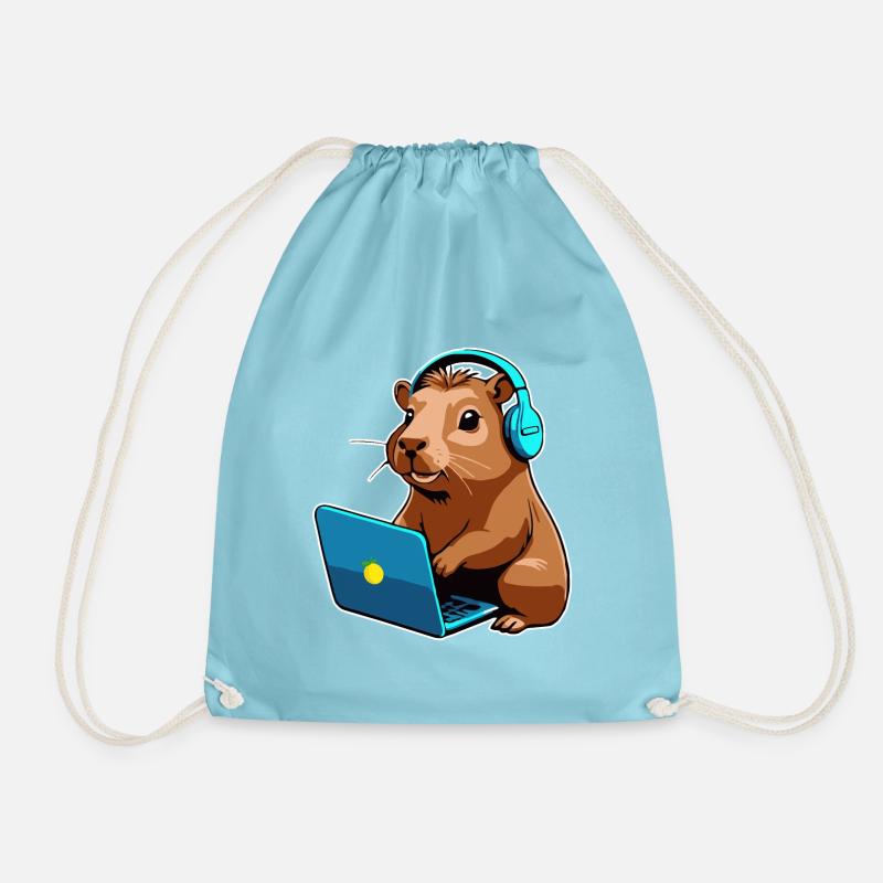 Capybara Programmierer Coder Computer - Turnbeutel - Aqua