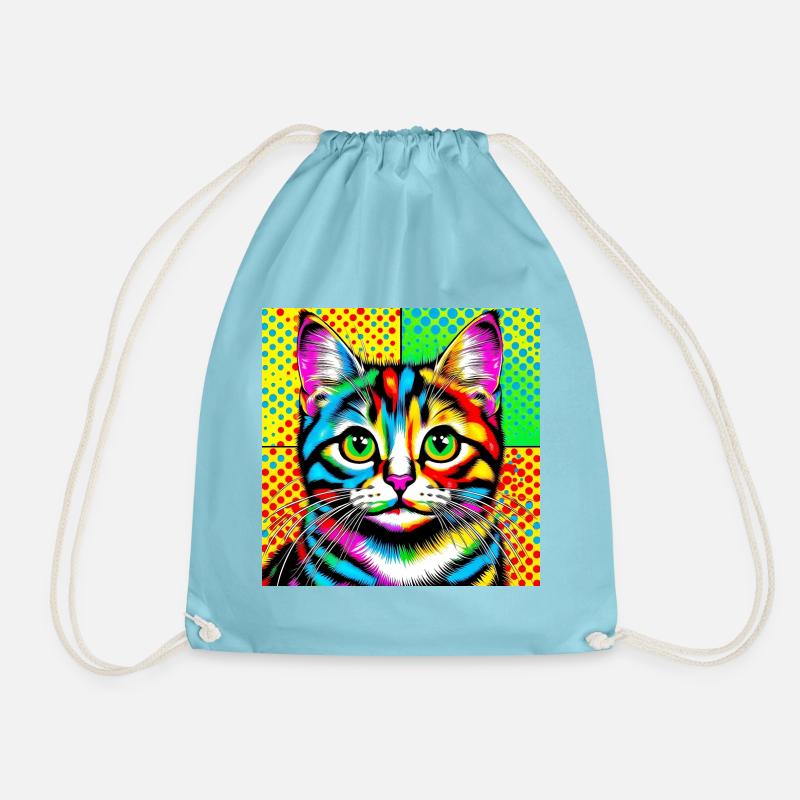 Katze Pop Art - Turnbeutel - Aqua