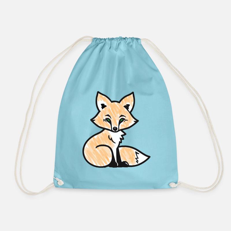 Red Fox (Black) - Drawstring Bag - aqua
