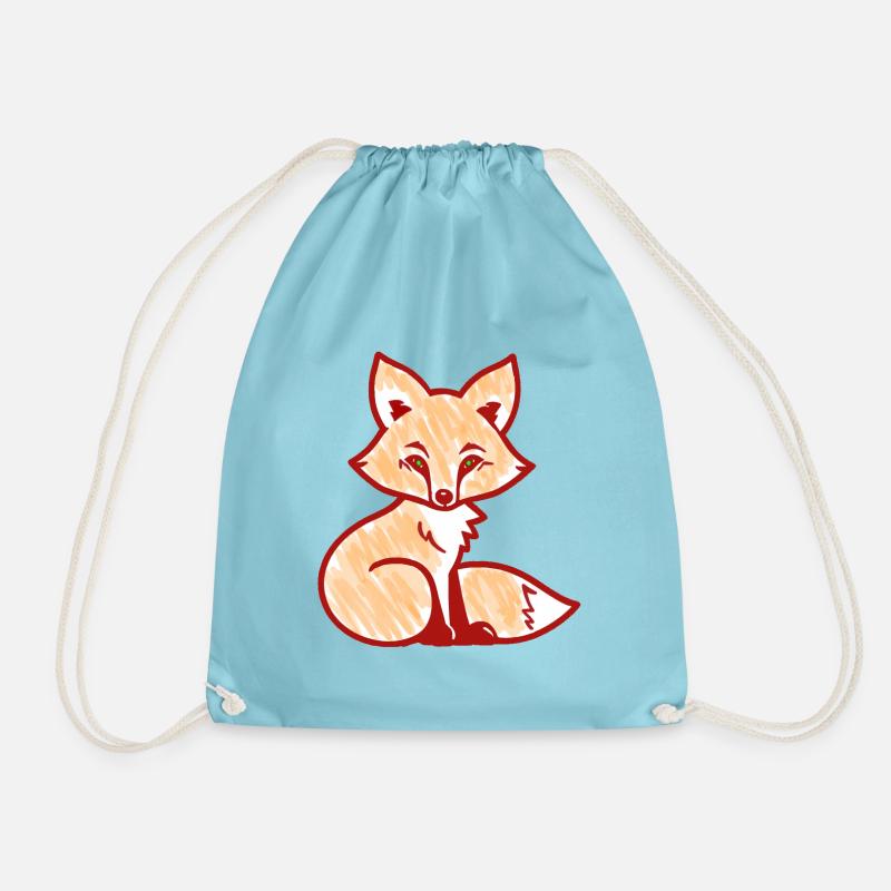 Red Fox (Red) - Drawstring Bag - aqua