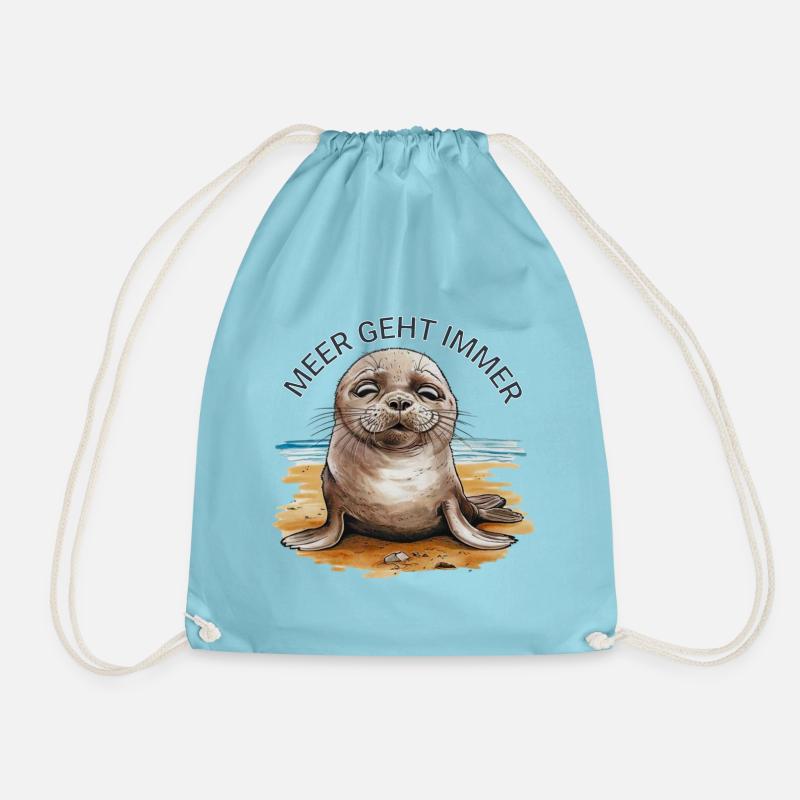 The sea always works - Drawstring Bag - aqua