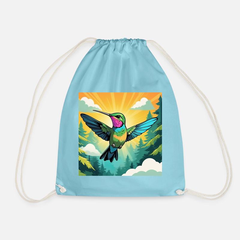 Hummingbird - Drawstring Bag - aqua