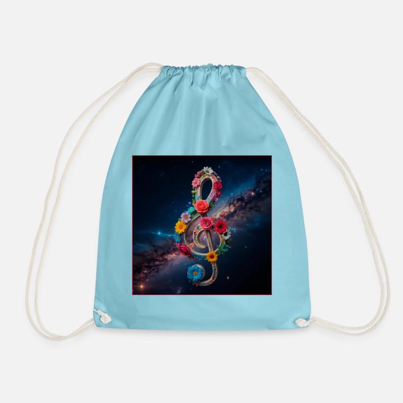 Flowers clef in space - Drawstring Bag - aqua