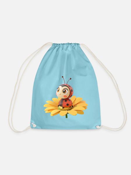 Süßer Marienkäfer auf einer Blume - Turnbeutel - Aqua