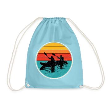 Sunset Kayak Duo Circle - Drawstring Bag - aqua - Front