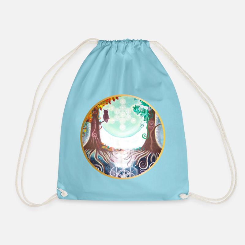 Mystical Nature Connection Illustration - Drawstring Bag - aqua