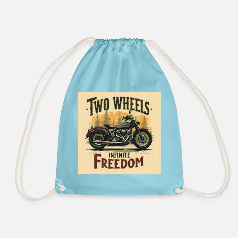 Two Wheels, Infinite Freedom - Drawstring Bag - aqua