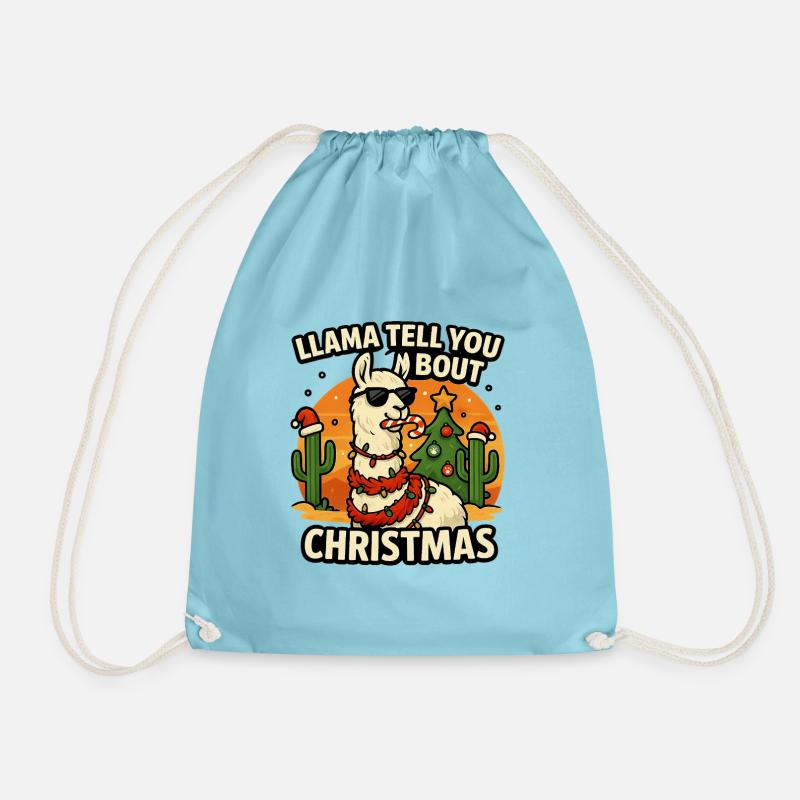 Llama Christmas Sass - Drawstring Bag - aqua