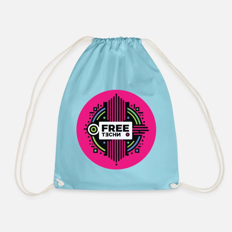 FREE TECHNO #2 - let's talk - Drawstring Bag - aqua