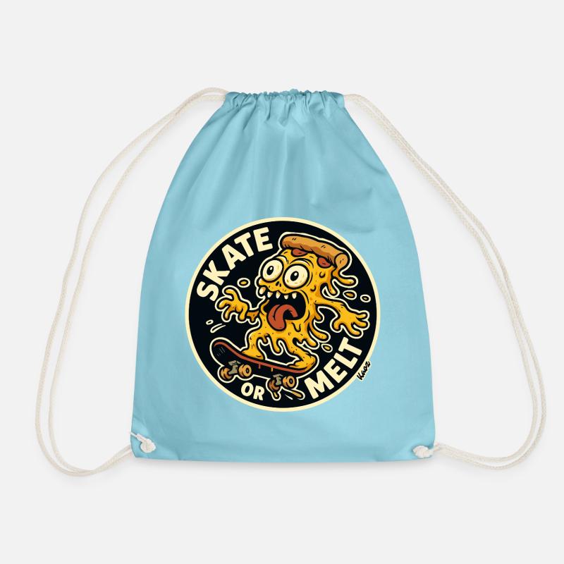 Skate oder Melt Käse Pizza Monster Skateboard - Turnbeutel - Aqua
