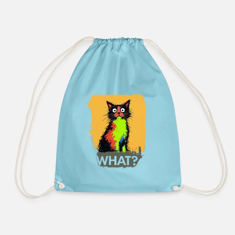 What Cat Color Explosion - Drawstring Bag - aqua