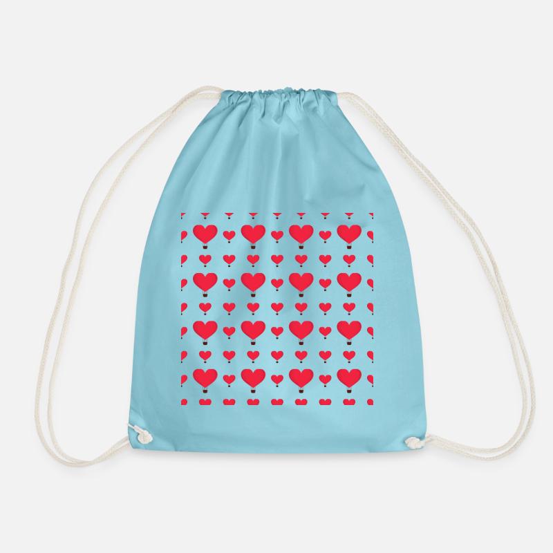 Heart Balloon Pattern - Drawstring Bag - aqua