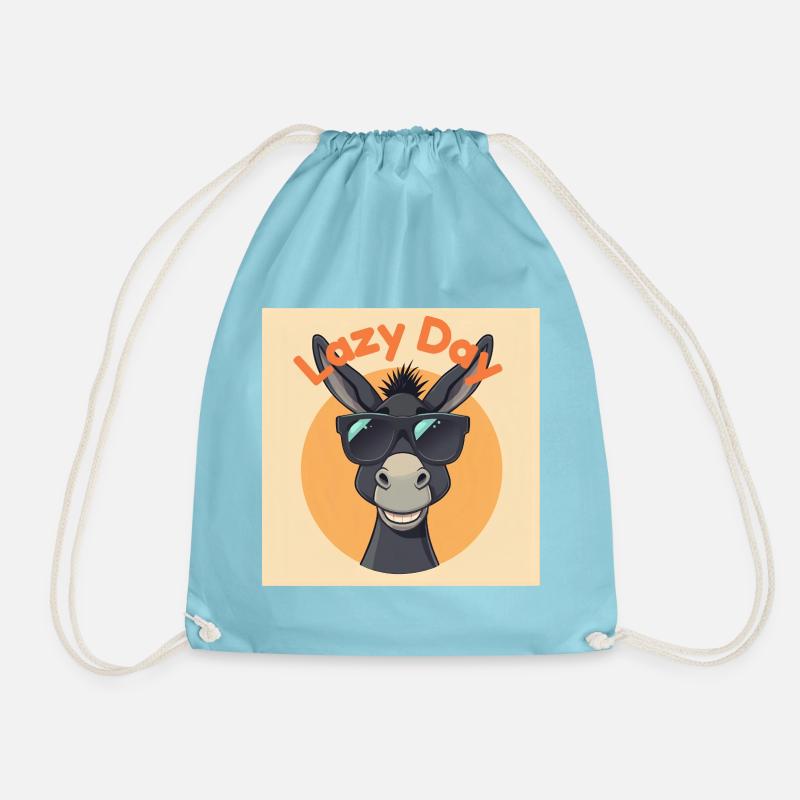Donkey Sloth Sunglasses - Drawstring Bag - aqua