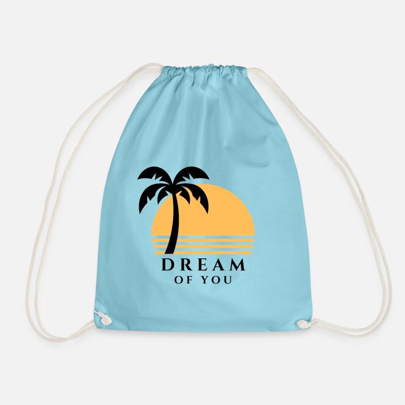 Sunset Palm Beach Silhouette - Drawstring Bag - aqua