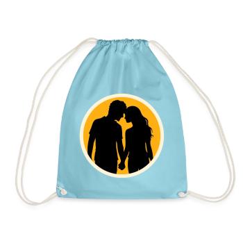 Couple Silhouette Amour Romance Petit ami de la Saint-Valentin - Sac de sport léger - aqua - Devant